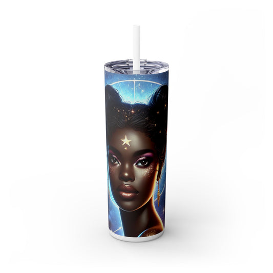 Cosmic Goddess Skinny Tumbler with Straw, 20oz