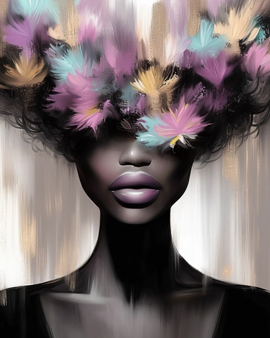 Blooming Divinity: Floral Afro Art Digital Download